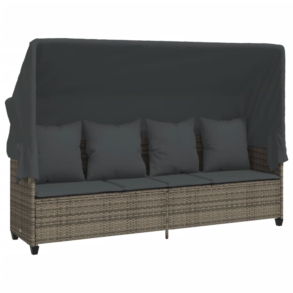 vidaXL Ligbed met kussens poly rattan zwart