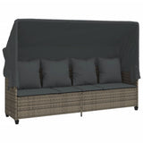vidaXL Ligbed met kussens poly rattan zwart