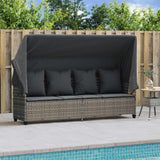 vidaXL Ligbed met kussens poly rattan zwart