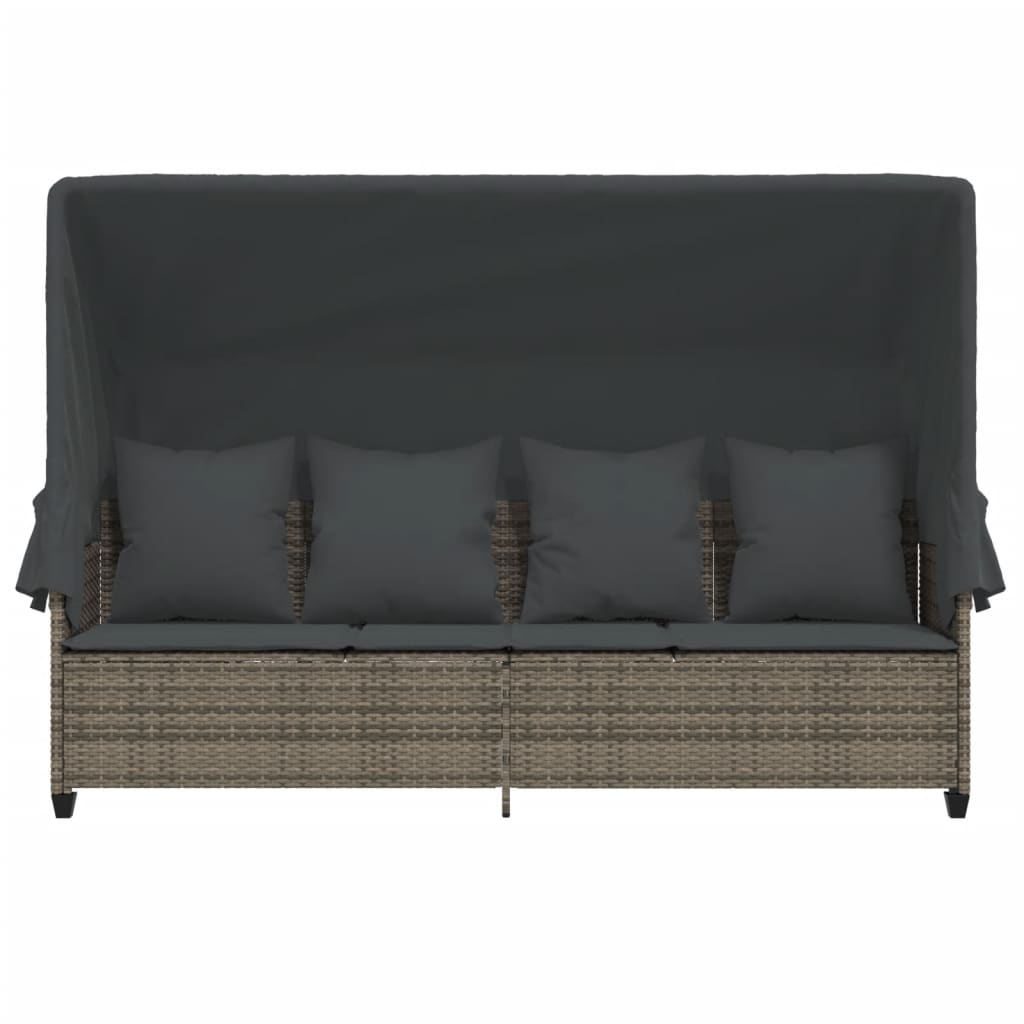 vidaXL Ligbed met kussens poly rattan zwart