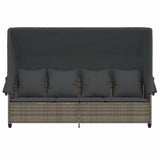 vidaXL Ligbed met kussens poly rattan zwart