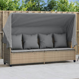 vidaXL Ligbed met kussens poly rattan zwart