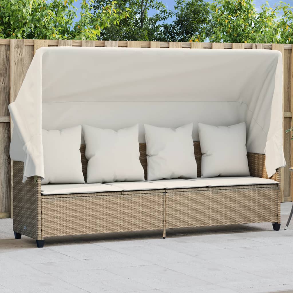 vidaXL Ligbed met kussens poly rattan zwart