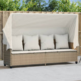 vidaXL Ligbed met kussens poly rattan zwart