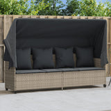 vidaXL Ligbed met kussens poly rattan zwart