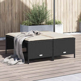 vidaXL Tuinkrukken met kussens 4 st poly rattan zwart