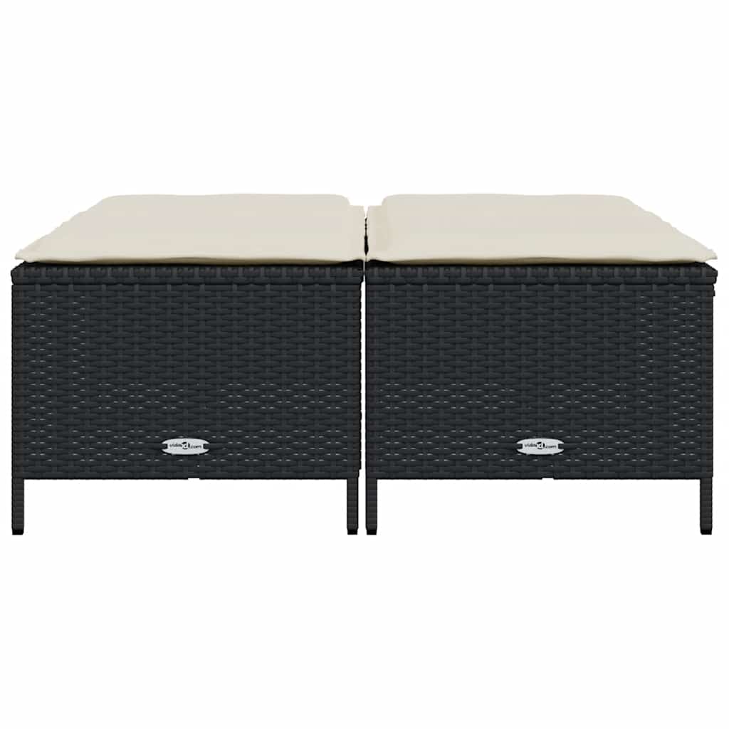 vidaXL Tuinkrukken met kussens 4 st poly rattan zwart