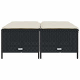 vidaXL Tuinkrukken met kussens 4 st poly rattan zwart