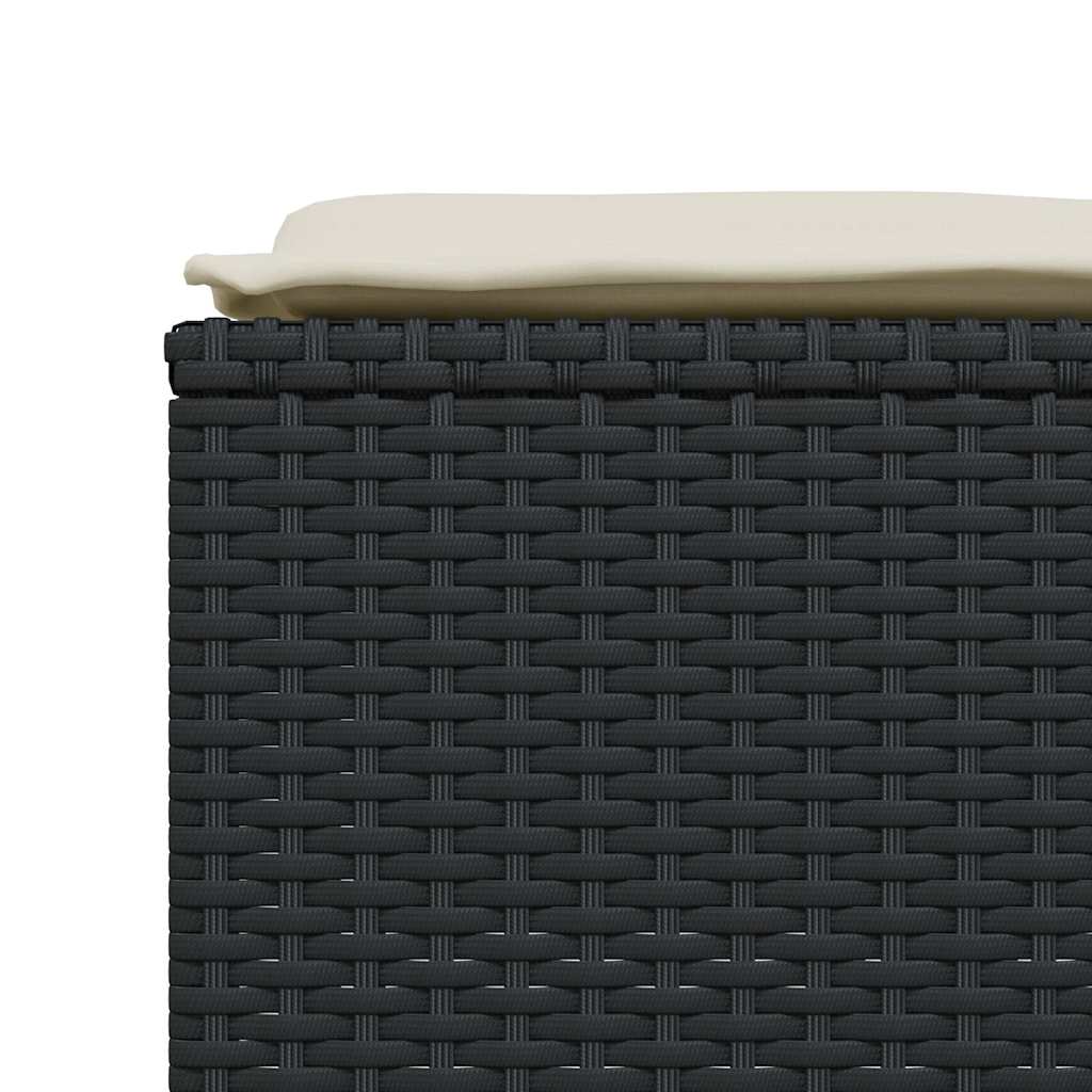 vidaXL Tuinkrukken met kussens 4 st poly rattan zwart