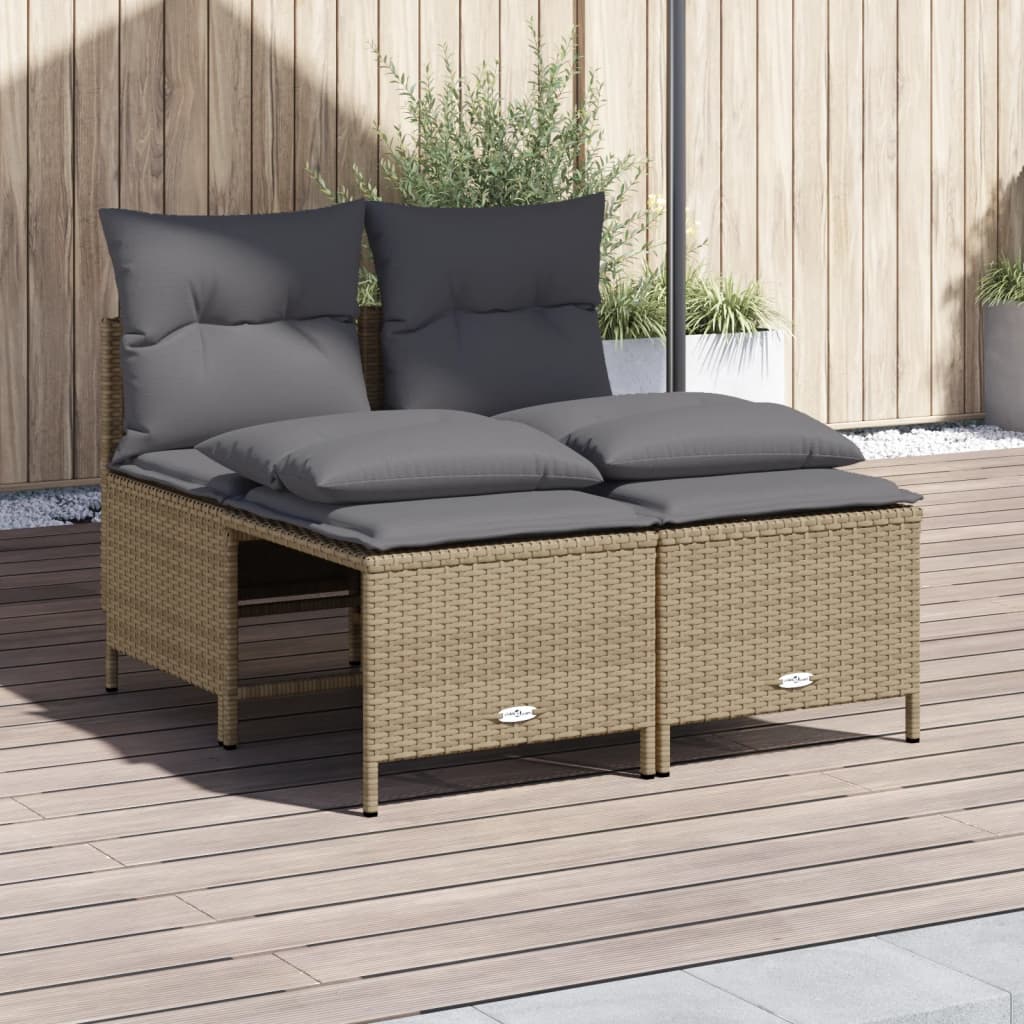 vidaXL 4-delige Loungeset met kussens poly rattan zwart