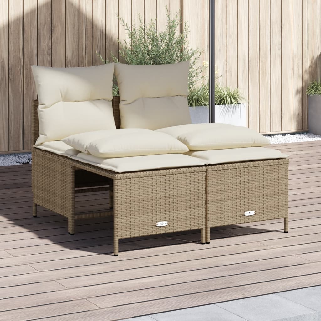 vidaXL 4-delige Loungeset met kussens poly rattan zwart