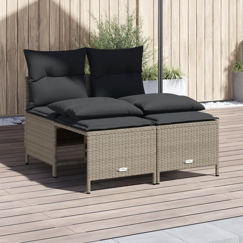 vidaXL 4-delige Loungeset met kussens poly rattan zwart