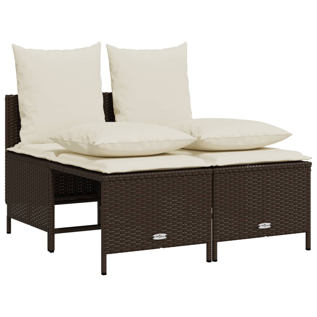 vidaXL 4-delige Loungeset met kussens poly rattan zwart