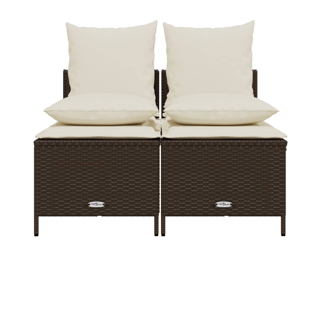vidaXL 4-delige Loungeset met kussens poly rattan zwart