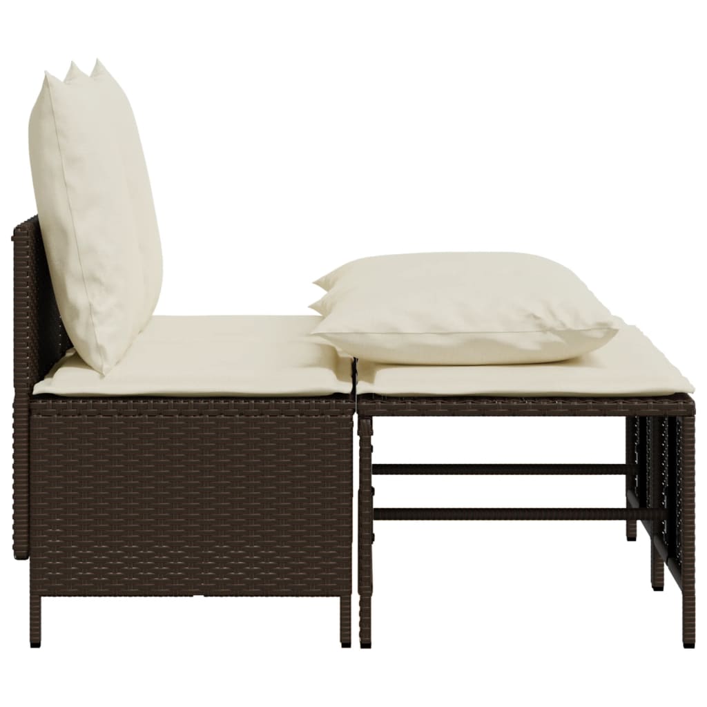 vidaXL 4-delige Loungeset met kussens poly rattan zwart