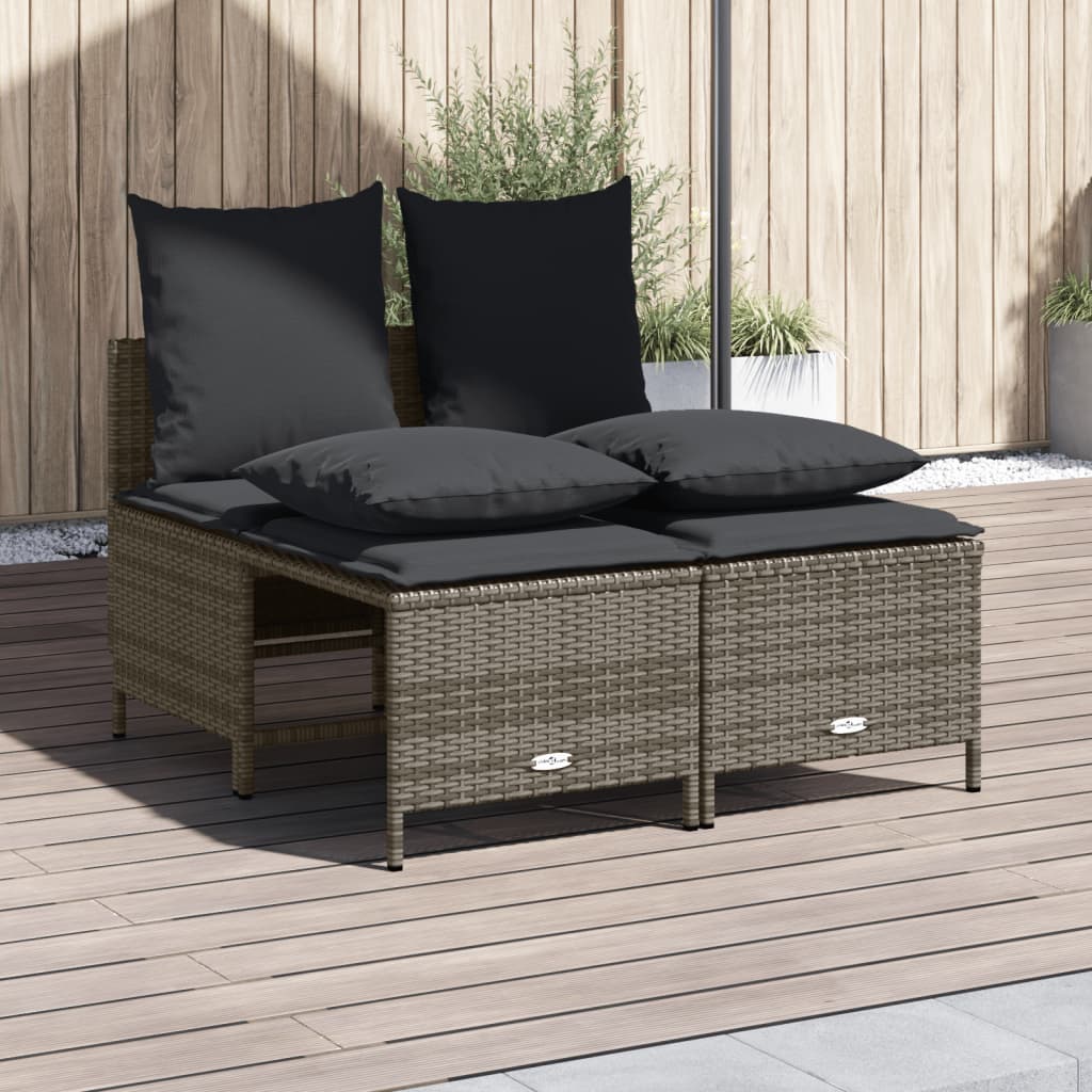 vidaXL 4-delige Loungeset met kussens poly rattan zwart