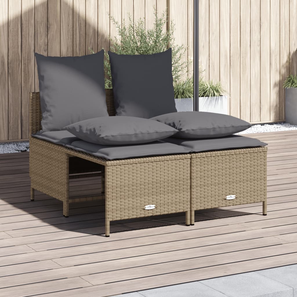 vidaXL 4-delige Loungeset met kussens poly rattan zwart