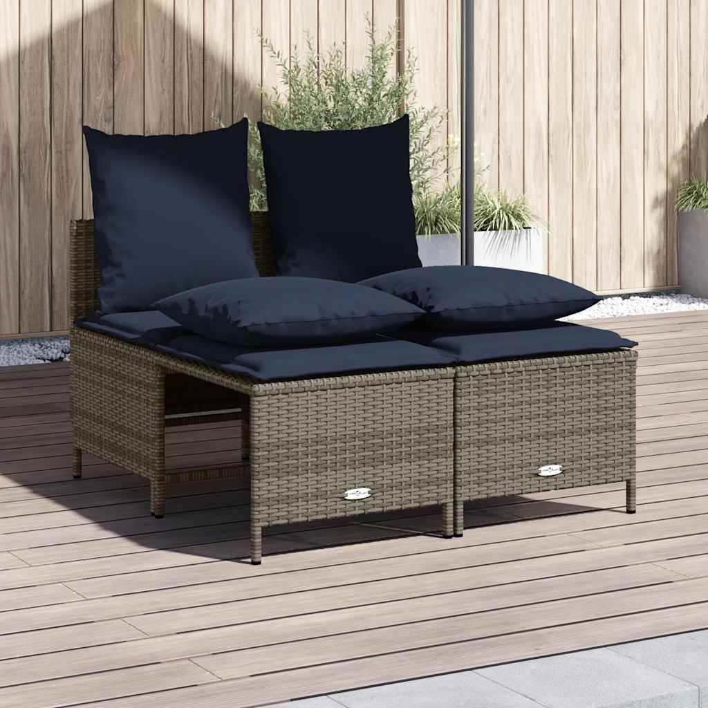 vidaXL 4-delige tuinbankset met kussens, bruin polyrotan