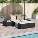 vidaXL Ligbed 2-persoons met kussens poly rattan zwart