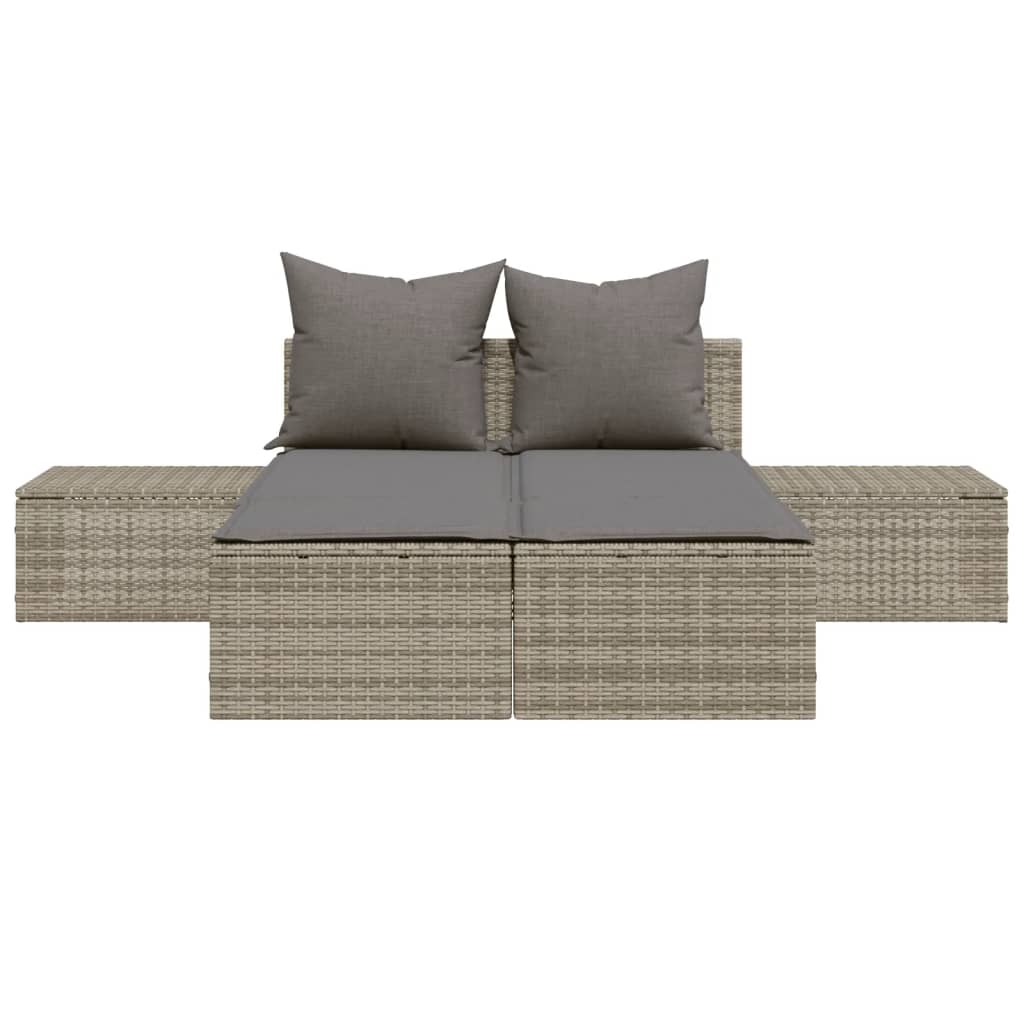 vidaXL Ligbed 2-persoons met kussens poly rattan zwart