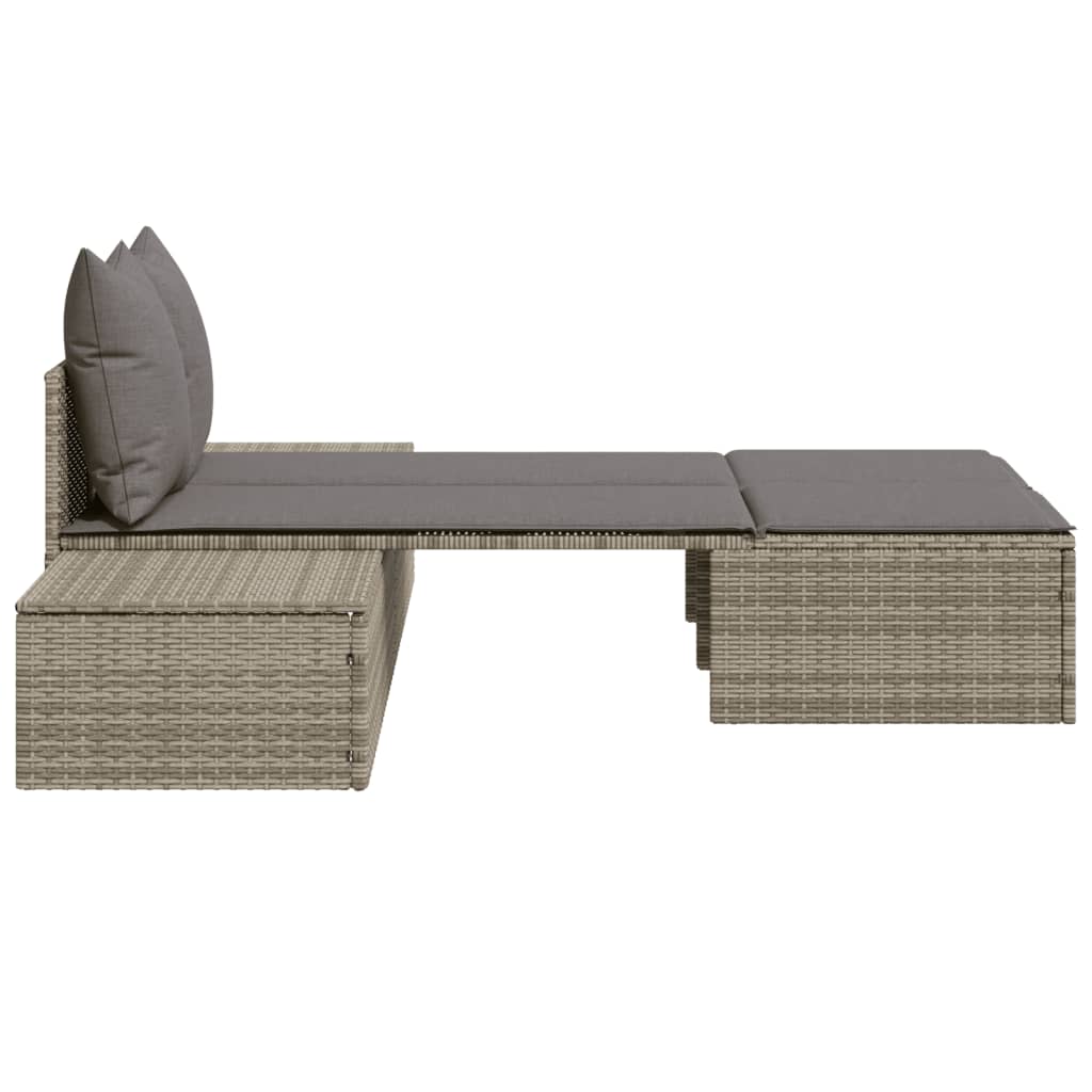 vidaXL Ligbed 2-persoons met kussens poly rattan zwart