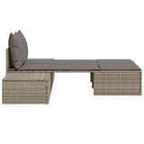 vidaXL Ligbed 2-persoons met kussens poly rattan zwart
