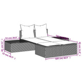 vidaXL Ligbed 2-persoons met kussens poly rattan zwart
