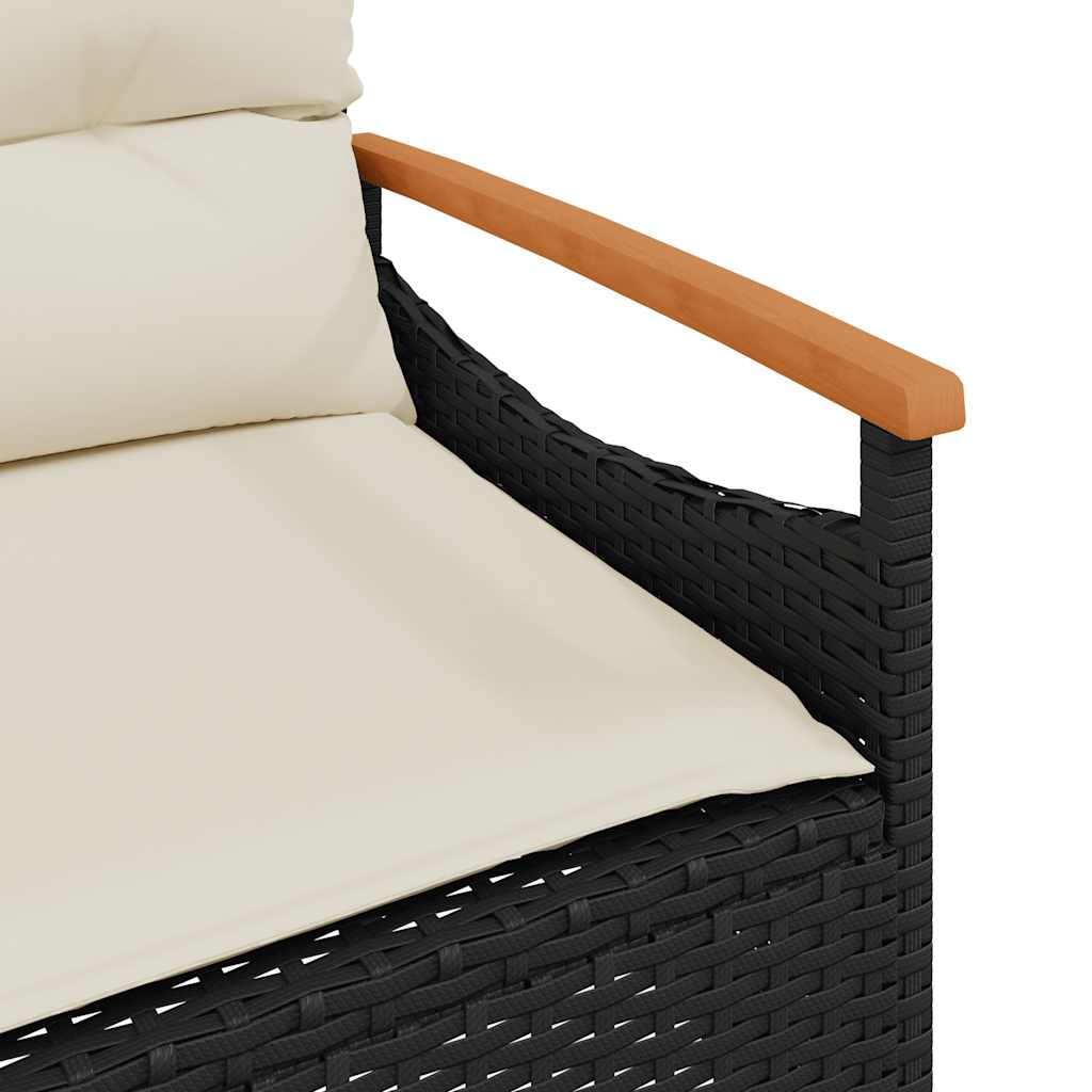 vidaXL 4-delige Loungeset met kussens poly rattan zwart