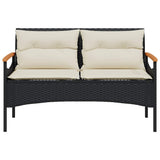 vidaXL 4-delige Loungeset met kussens poly rattan zwart