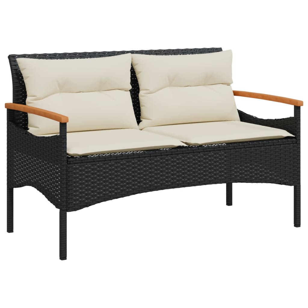 vidaXL 4-delige Loungeset met kussens poly rattan zwart