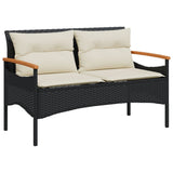 vidaXL 4-delige Loungeset met kussens poly rattan zwart