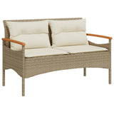 vidaXL Tuinbank met kussens 116x62,5x74 cm poly rattan zwart
