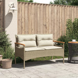 vidaXL Tuinbank met kussens 116x62,5x74 cm poly rattan zwart