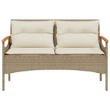 vidaXL Tuinbank met kussens 116x62,5x74 cm poly rattan zwart