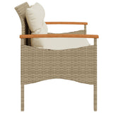 vidaXL Tuinbank met kussens 116x62,5x74 cm poly rattan zwart
