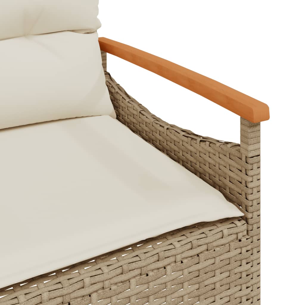 vidaXL Tuinbank met kussens 116x62,5x74 cm poly rattan zwart