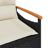 vidaXL 3-delige Loungeset met kussens poly rattan zwart