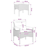 vidaXL 3-delige Loungeset met kussens poly rattan zwart
