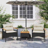 vidaXL 3-delige Loungeset met kussens poly rattan zwart