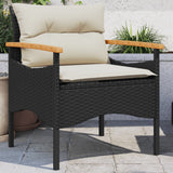 vidaXL 3-delige Loungeset met kussens poly rattan zwart