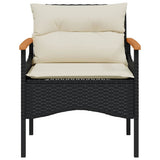 vidaXL 3-delige Loungeset met kussens poly rattan zwart