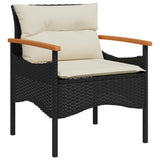 vidaXL 3-delige Loungeset met kussens poly rattan zwart