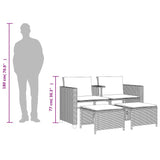 vidaXL Tuinbank 2-zits met tafel en voetenbanken poly rattan zwart