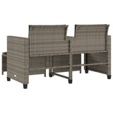 vidaXL Tuinbank 2-zits met tafel en voetenbanken poly rattan zwart