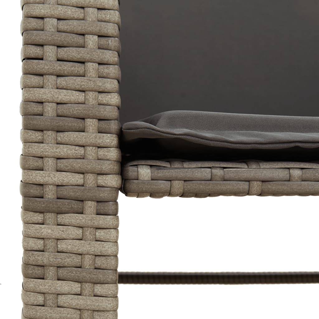 vidaXL Tuinbank 2-zits met tafel en voetenbanken poly rattan zwart
