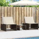 vidaXL Modular Daybed Set 2 Pieces with Table Black Poly Rattan