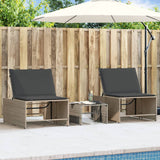vidaXL Modular Daybed Set 2 Pieces with Table Black Poly Rattan