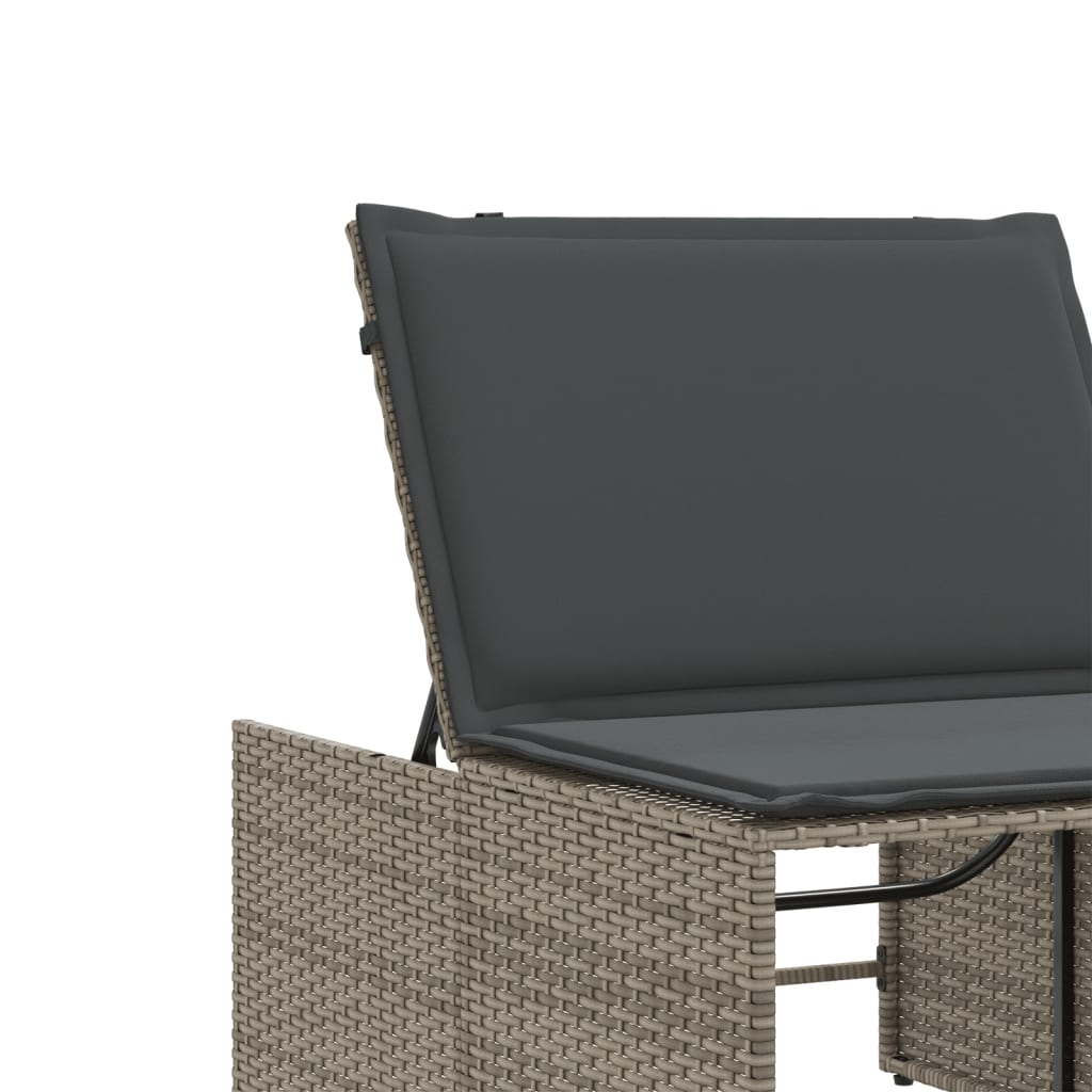 vidaXL Modular Daybed Set 2 Pieces with Table Black Poly Rattan