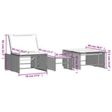 vidaXL Modular Daybed Set 2 Pieces with Table Black Poly Rattan