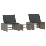 vidaXL Modular Daybed Set 2 Pieces with Table Black Poly Rattan